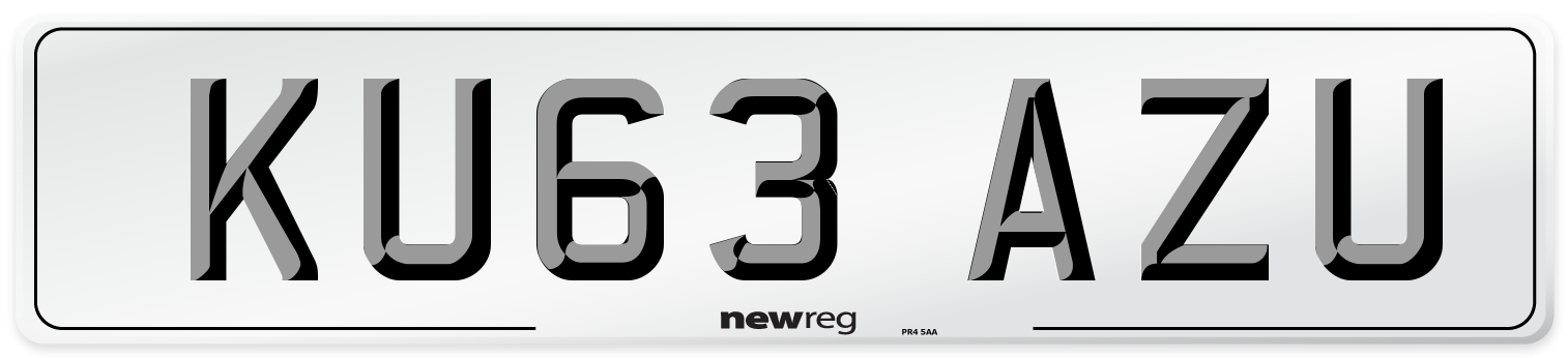 KU63 AZU Number Plate from New Reg